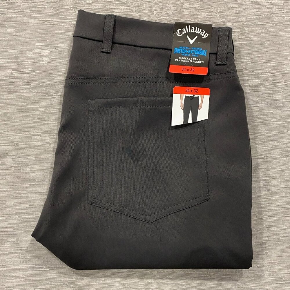 Callaway Golf Pants Mens 34 x 32 Gray Slim Fit Stretch Comfort Waistband